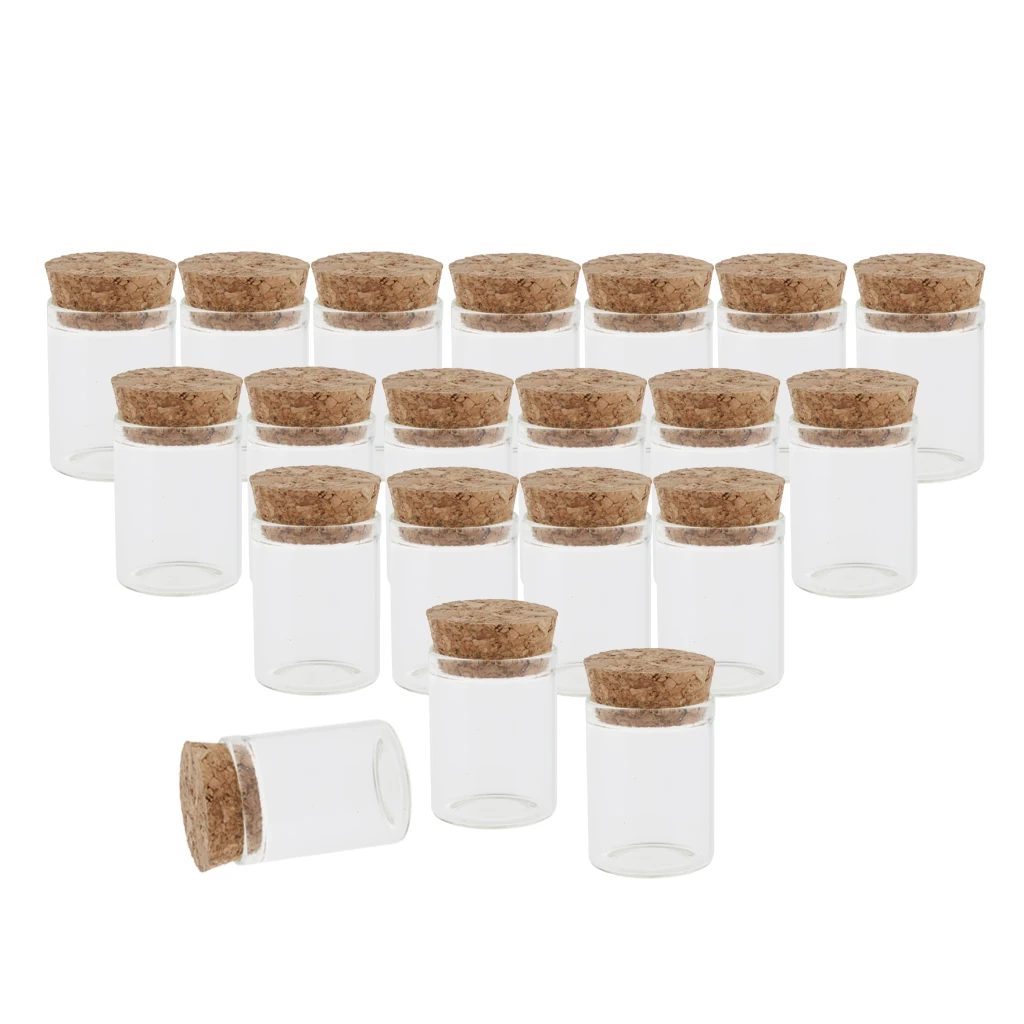 

20pcs 15ML Clear Empty Wishing Message Glass Bottles Vials with Cork