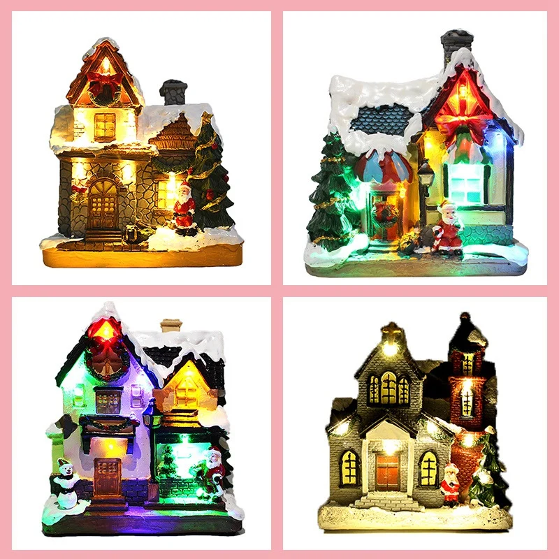 Светильник ящиеся рождественские домики деревенский домашний настольный декор