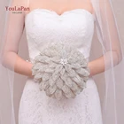 Роскошный свадебный букет TOPQUEEN HF01, Свадебный букет невесты со стразами, Серебряные стразы, свадебные цветы, букет невесты