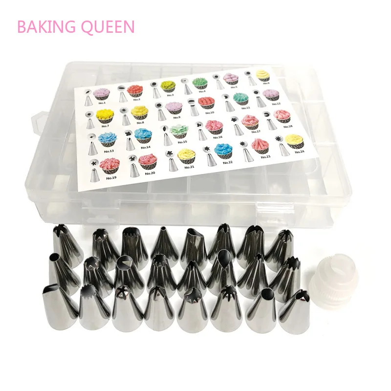 Набор насадки для украшения тортов из нержавеющей стали с 24 головками выпечки |
