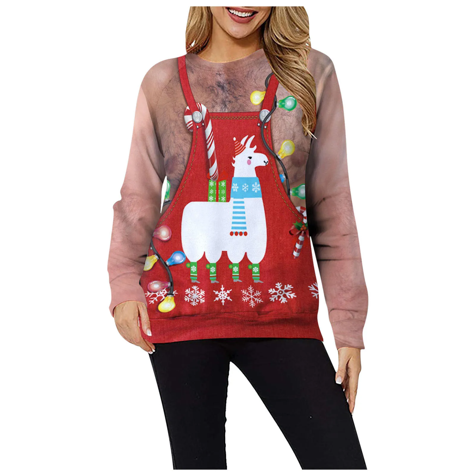 

Women Ugly Christmas Pullover Top Print Long Sleeve Blouse Shirt Crewneck Top Christmas Clothes Dropshipping