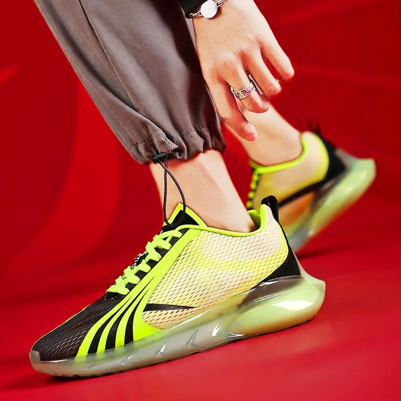 

Large Size Summer Breathable Men Running Shoes Man Sport Shoes Men's Sneakers Yellow Sports Shoes Male Trainers Basket GME-0304