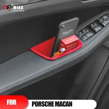 Flannel Storage Box For Porsche Macan Door Handle ABS Mobile Phone Accessories Interior Holder Case Container Auto Decoration