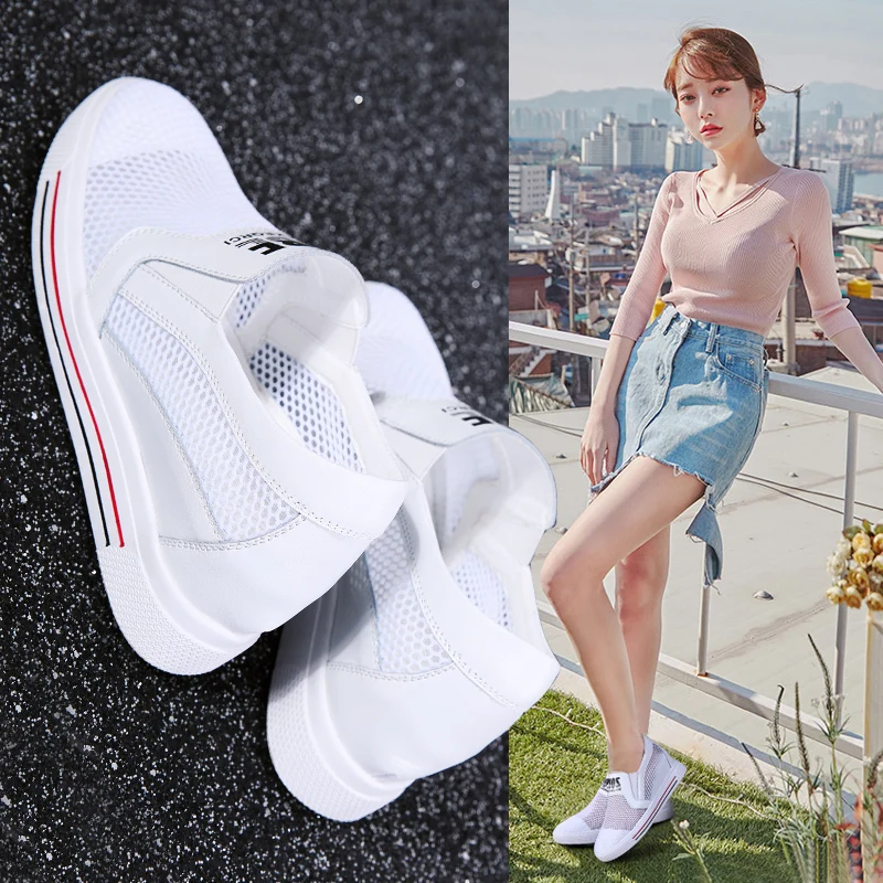 2019 г. летние женские кроссовки на платформе женская повседневная обувь с дышащей