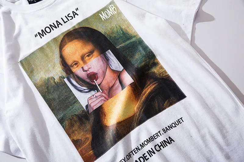 

High New 2020 parkour Fashion Mona Lisa Harajuku T Shirts T-Shirt Hip Hop Skateboard Street Cotton T-Shirts Tee Top kenye #FA1