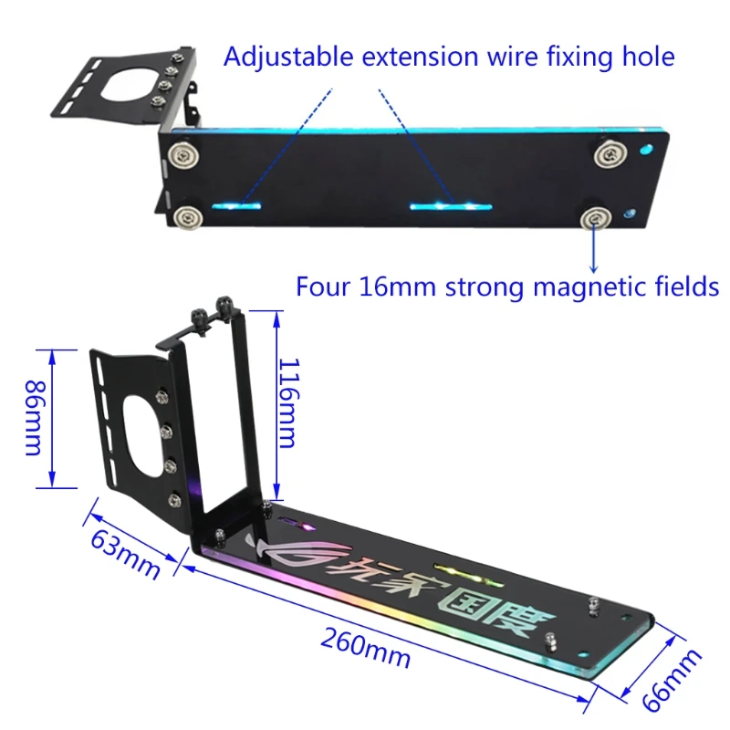 

Vertically GPU Bracket Graphics Extension Vertical Install Holder Support RTX RX