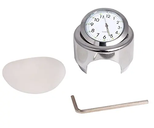 Мотоциклетные часы 22-24 мм серебристые из алюминиевого сплава хромированные с