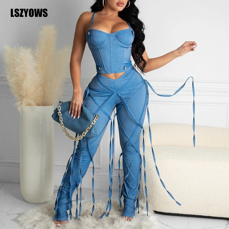 

Summer High Waist Women Jeans Casual Slim Stretch Denim Pencil Pants Fashion Solid Bandage Skinny Club Party Trousers Streetwear