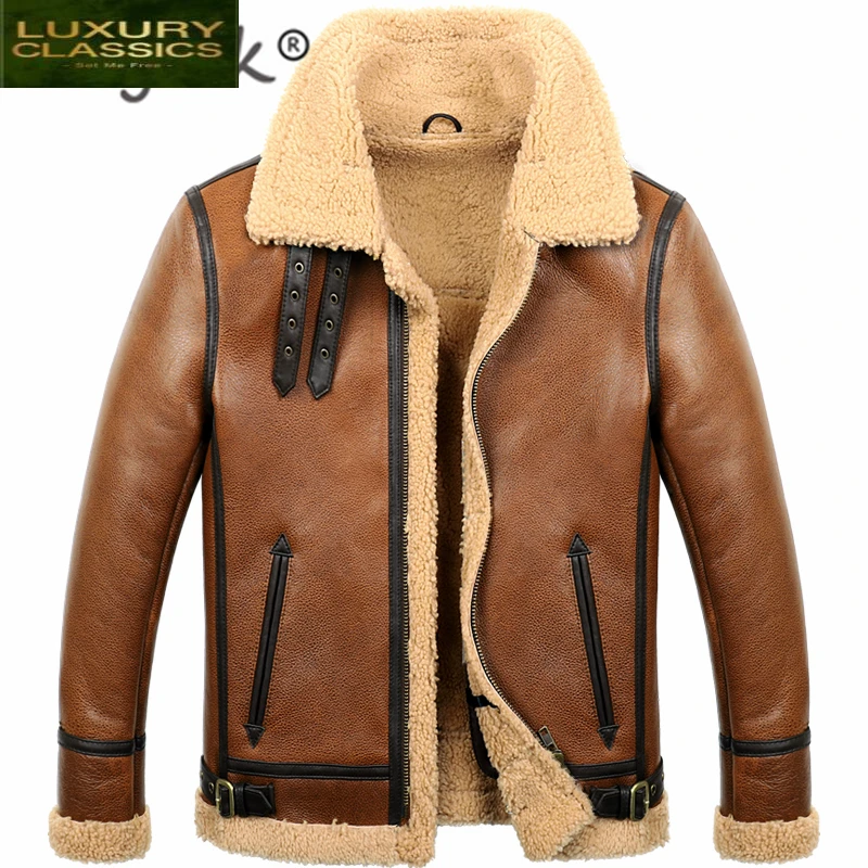 

Fur Coat Winter Real Men Clothes 2021 100% Genuine Leather Jacket Sheep Shearling Bomber Jacket Sheepskin Coat Hiver M860