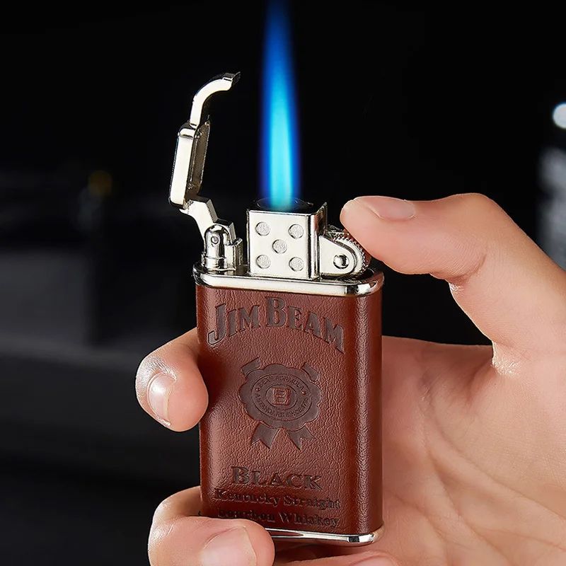 Сигаретная зажигалка с прямым пламенем ретро Бутановая газовая портативная