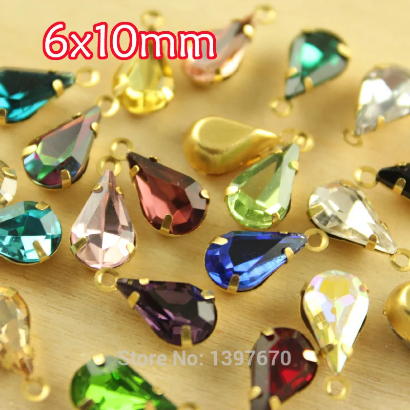 20 шт. 6x10mm стеклянный кристалл в форме слезы Винтаж Сияющие Стразы одного Daggle