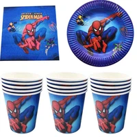 60pcslot spiderman theme tableware set napkins happy birthday events party towels plates cups baby shower decorations dishes