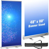 vevor 48x80 portable floor standing sneeze guard roll up banner stand for reception counter checkout stations banks offices