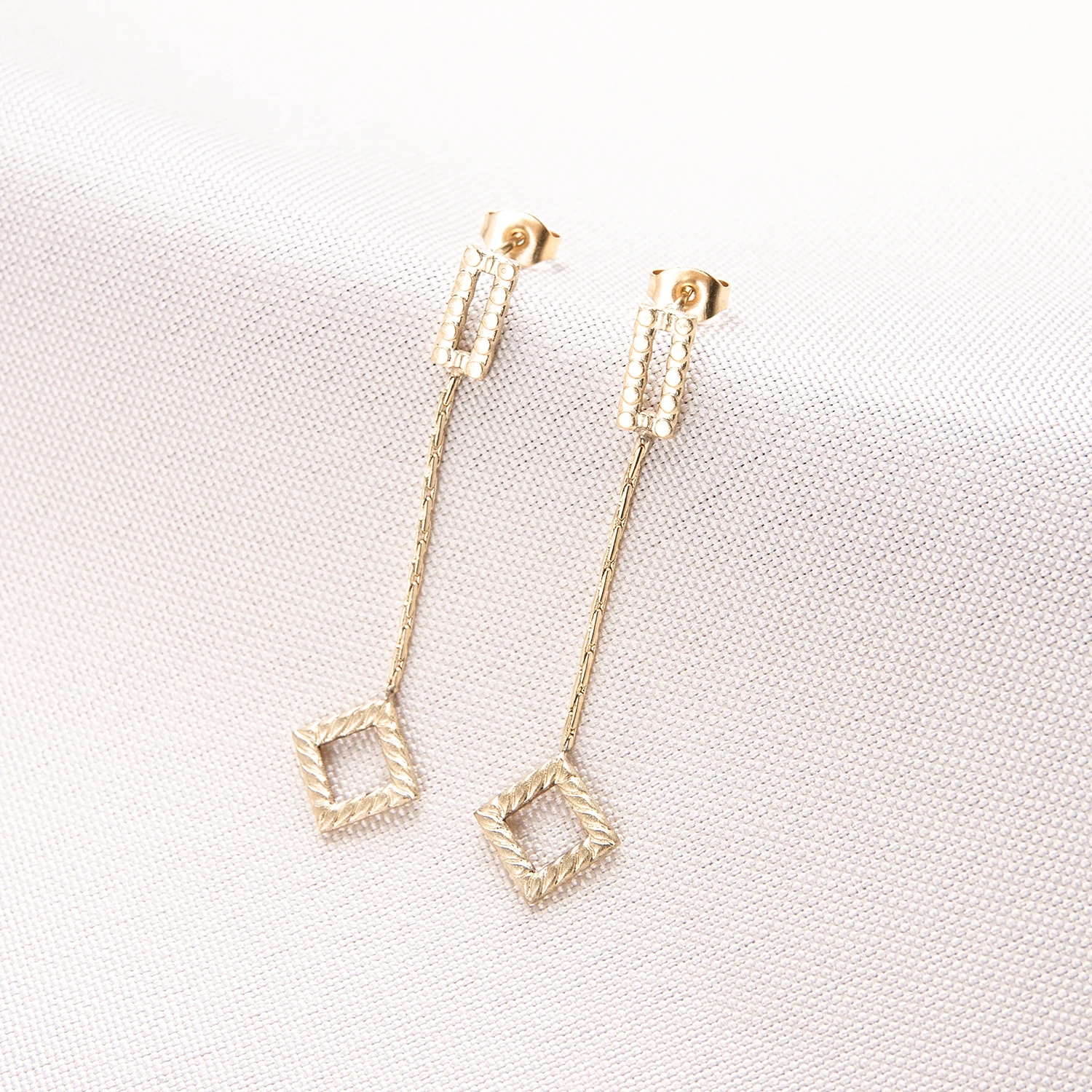 

2PCS Simple Long Tassel Pendientes Drop Earrings 2021 Trend For Womens Fashion Korean Jewelry 18K Gold Plated Teens Ear Studs