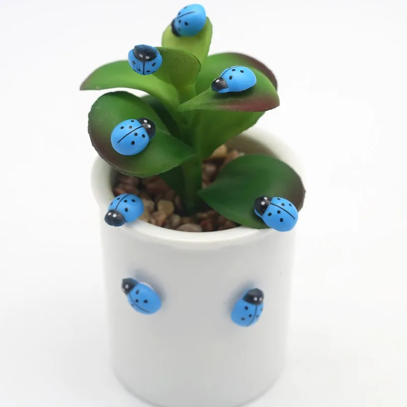 9*13мм голубая деревянная божья коровка на самоклеящейся подкладке для холодильника и стены, стикер на свадьбу, декор для дома, подарок для ребенка, ручная работа, аксессуары.