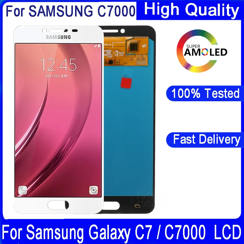 

ЖК-дисплей Super AMOLED для Samsung Galaxy C7 C7000, дисплей с сенсорным экраном и дигитайзером в сборе, замена Для C7 LCD