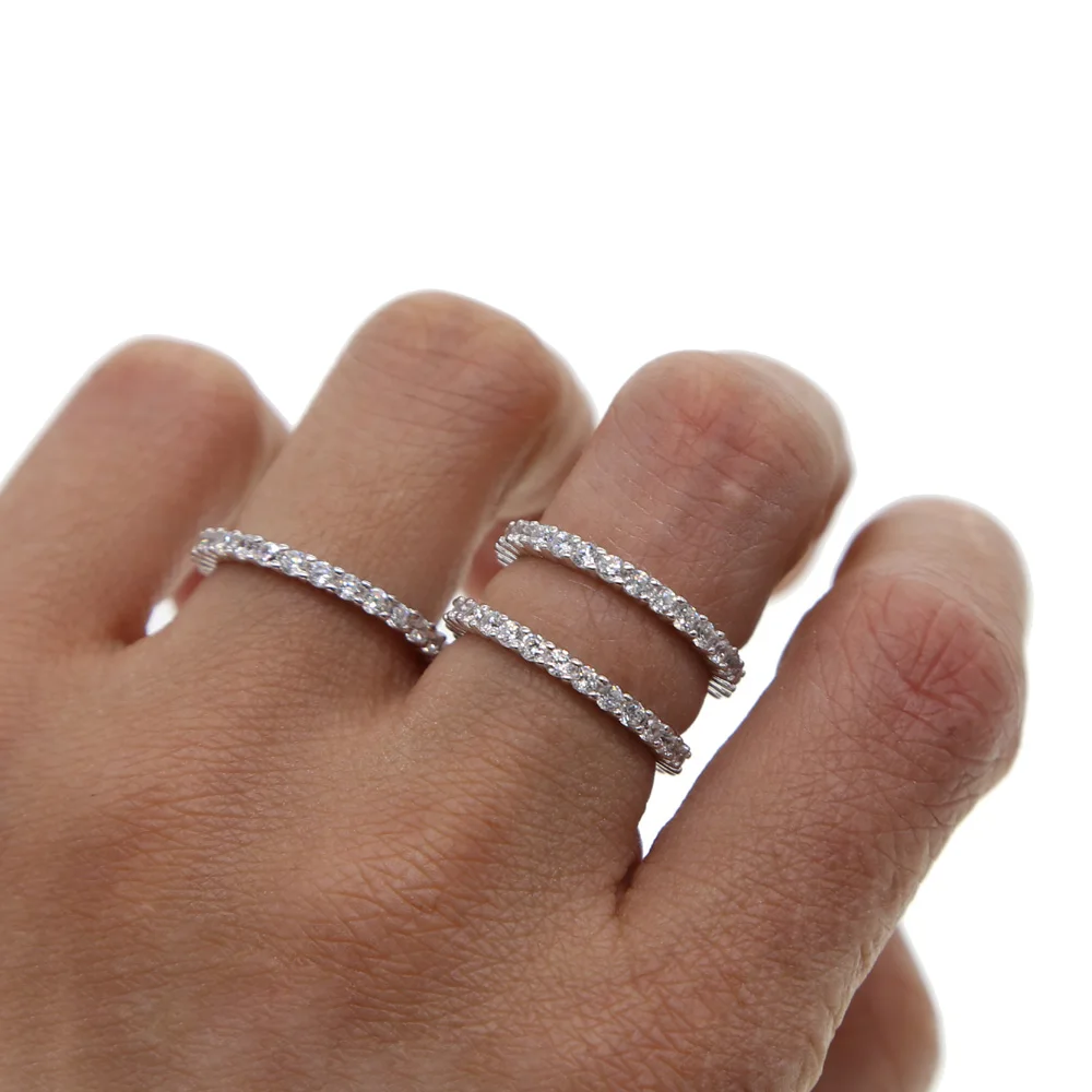 Размеры 6 7 изящные свадебные кольца с прозрачными кристаллами Настоящее серебро