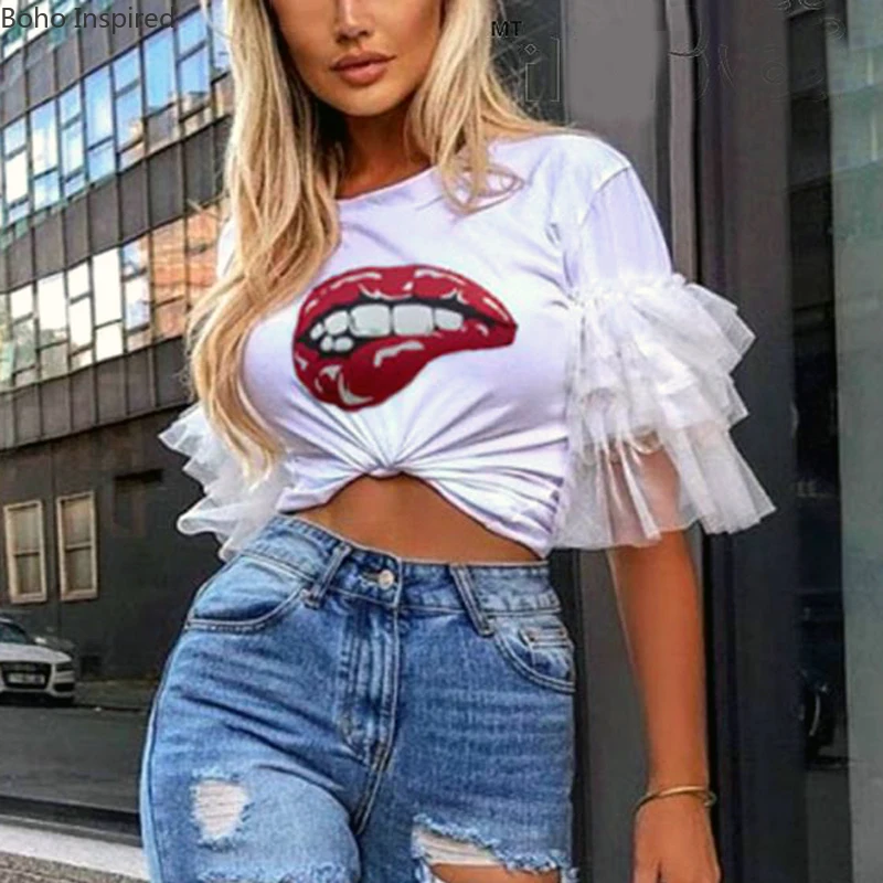 Женская футболка с длинным рукавом Boho Inspired белая кружевная рюшами новинка 2020