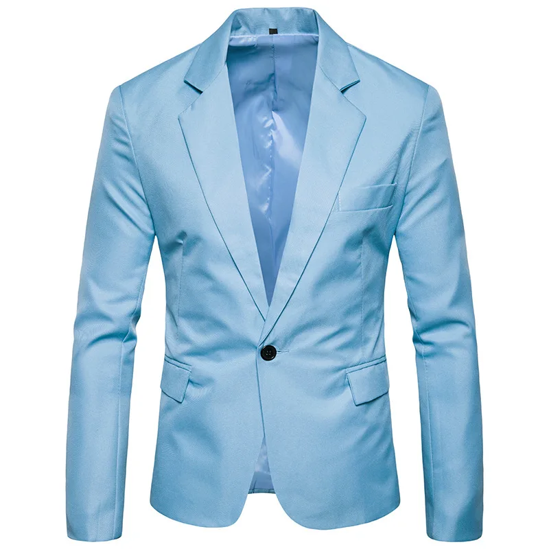 2020 весна/осень для мужчин Блейзер Slim Fit топ с длинными рукавами Однотонная
