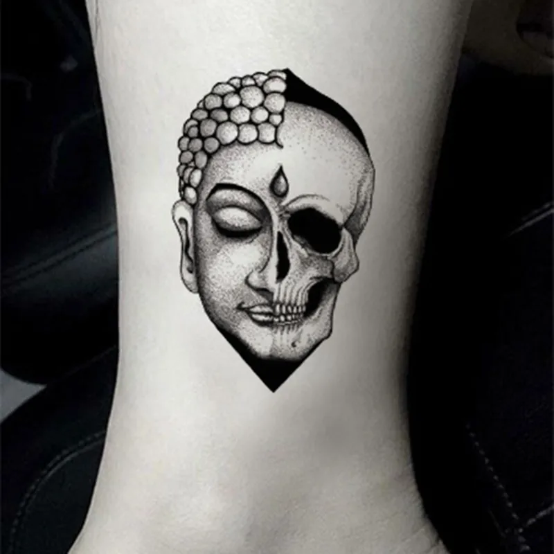 Временная тату наклейка с черепом Будды водостойкая для взрослых мужчин женщин