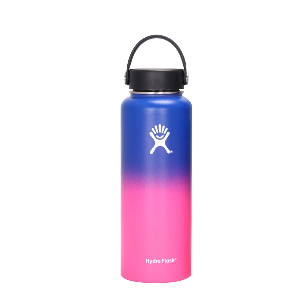 Blue and Pink 32 унции/40 унций нержавеющая сталь бутылка для воды гидро колба кофе теплая чашка с вакуумной изоляцией широкий рот путешествия портативный тепловой бутылки - Цвет: Blue and Pink