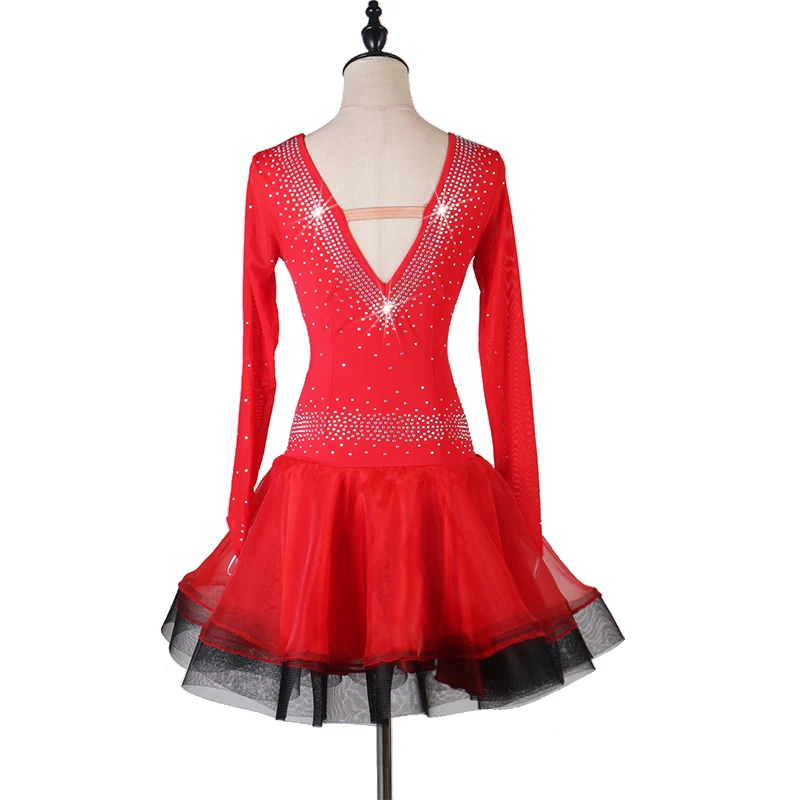 Женское платье для латинских танцев красное фиолетовое танго самбы Румба