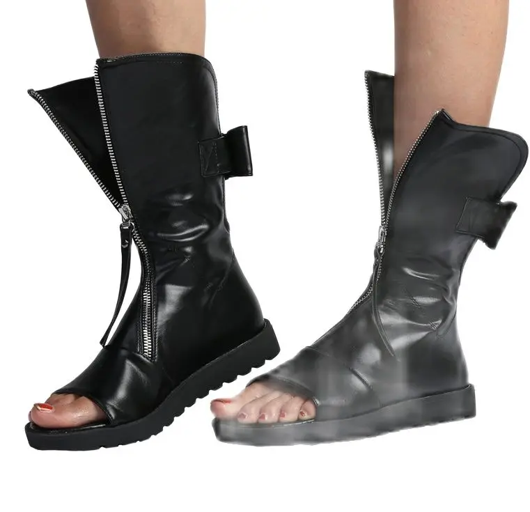 

Black White Peep Toe Flat Platform Gladiator Sandals Women Summer Boots Ladies Casual Shoes Sandales Femmes 2021 Sandalias Mujer