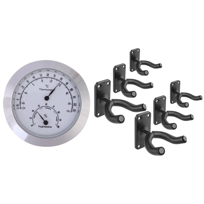 

Quality Guitar Violin Thermo Hygrometer Moisture Meter Humidity Monitor Thermometer Case With 6Pcs Guitar Holder