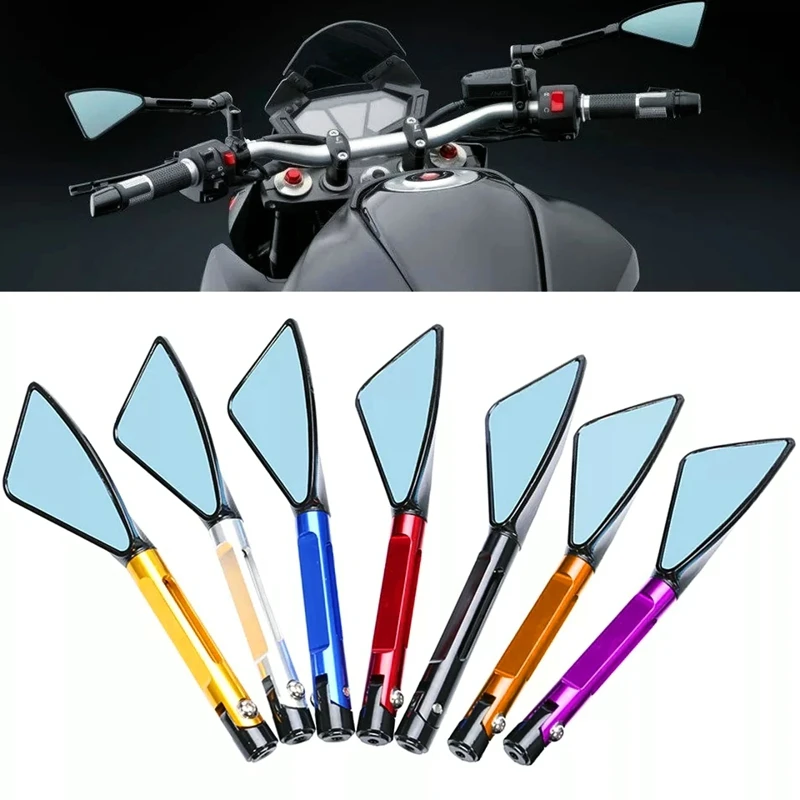 

Universal Motorcycle Mirrors Blue glass Anti-vertigo moto Accessories CNC Rearview Side Mirrors Mounting Tool Bolts 8mm 10mm