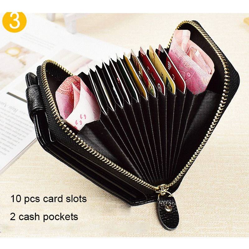 Top Quality Unisex RFID Blcoking Genuine Leather Large Capacity Multi-Purpose  Pocket  WalletCredit Card Drivers Licesen Holder