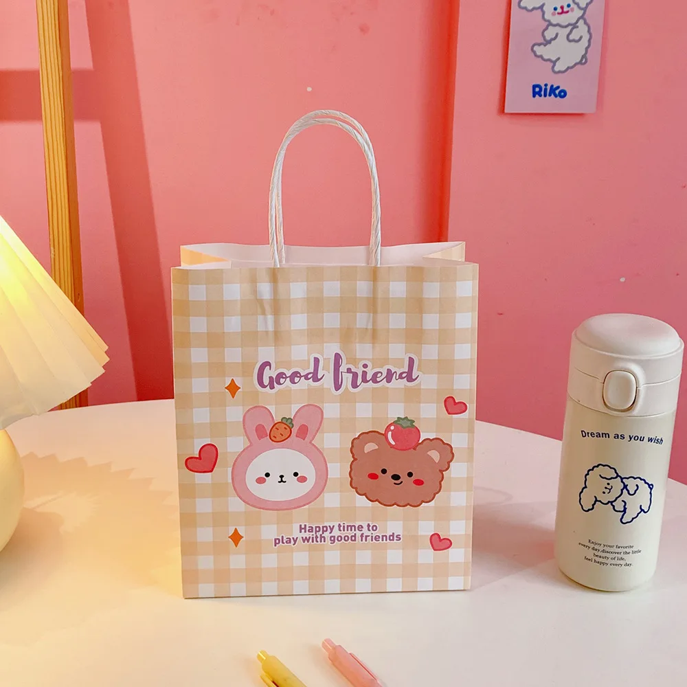 

W&G Ins Little Bear Paper Bag Women Cartoon PicturesGift Bag Packaging Posing Decoration Large Capacity Tote Bag