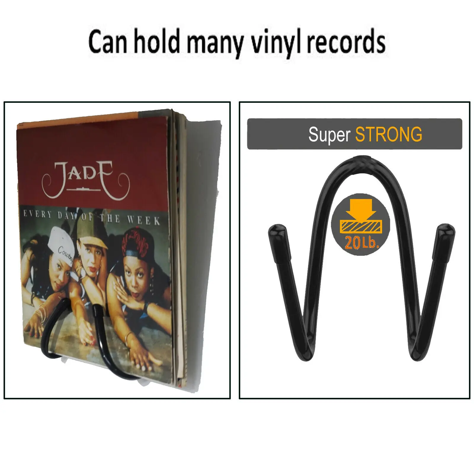 Настенная виниловая стойка для записей 7 дюймов 10 12 LP Одиночная вмещает множество