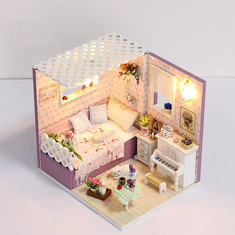 

Creative DIY Doll House Building Kits 3D Wooden Dollhouse Miniature Furniture Assembly Dream House Model Construction Toys