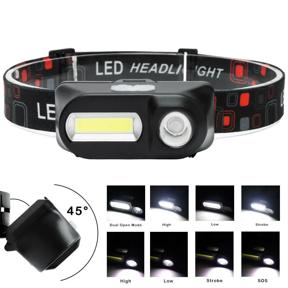 ZHIYU Portable Mini Head Lamp Q5 + COB LED Headlight Double Switch 6 Modes USB Rechargeable 18650 Suitable For Camping | Лампы и