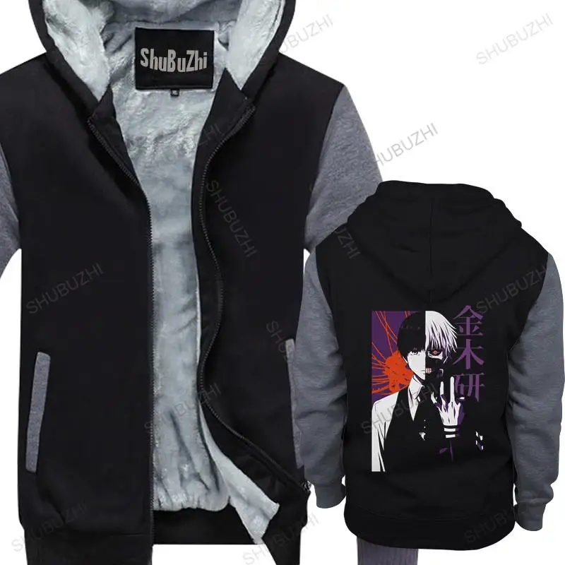 

new arrived men hoodies winter Tokyo Ghoul Kaneki Split Face hoodies cotton fleece jacket thick sweatshirt male warm coat