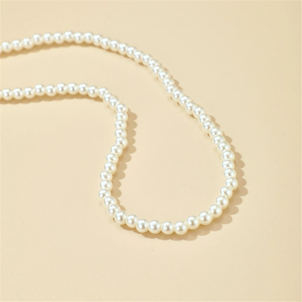 

Pearl Necklaces For Women 5mm Simulated Pearl Bead Chain Choker Necklace Collier Femme Wedding Jewelry Accesories Party Gifts
