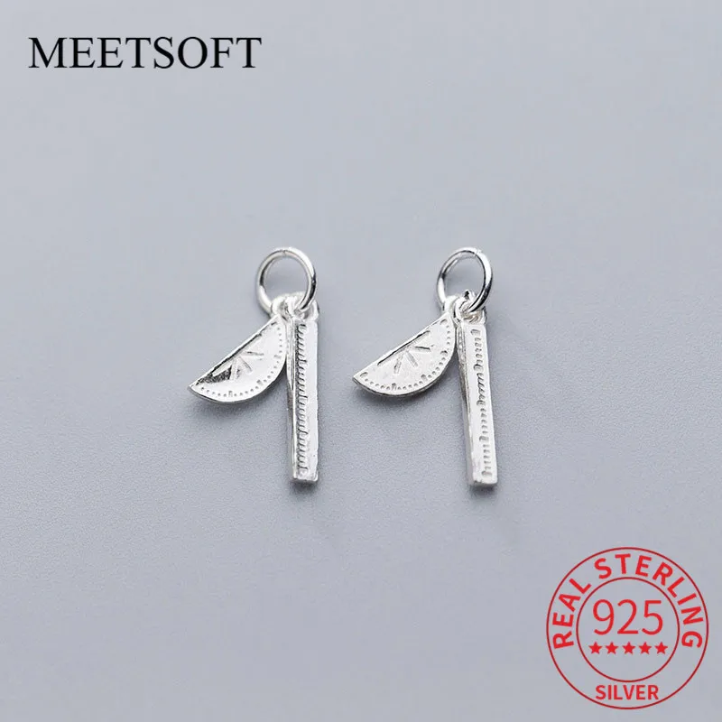 

MEETSOFT серебро 925 пробы математические инструменты амулеты линейка транспортира креативное ожерелье Оригинальный браслет ювелирные аксессу...