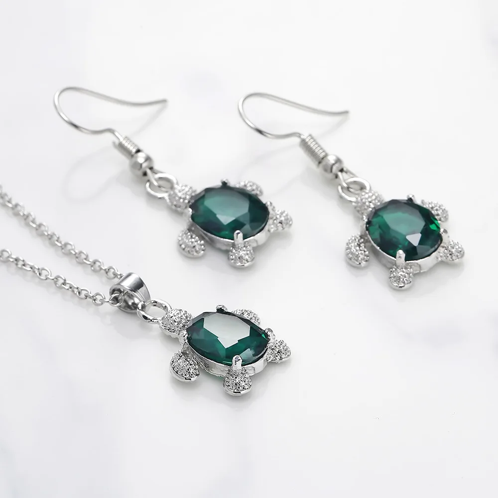 Модный дизайн животные черепаха дешевые зеленые фотообои ожерелье и серьги |