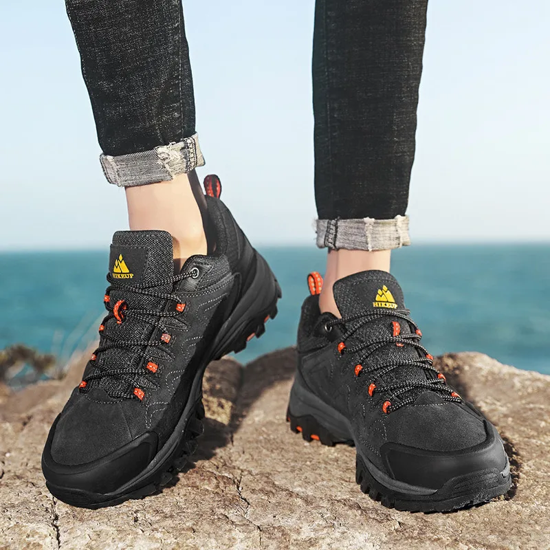 Brand Men's Hiking Shoes Genuine Leather Outdoor Hunting Shoes Men Sport Trekking Walking Mens Tactical Sneakers botas de caza