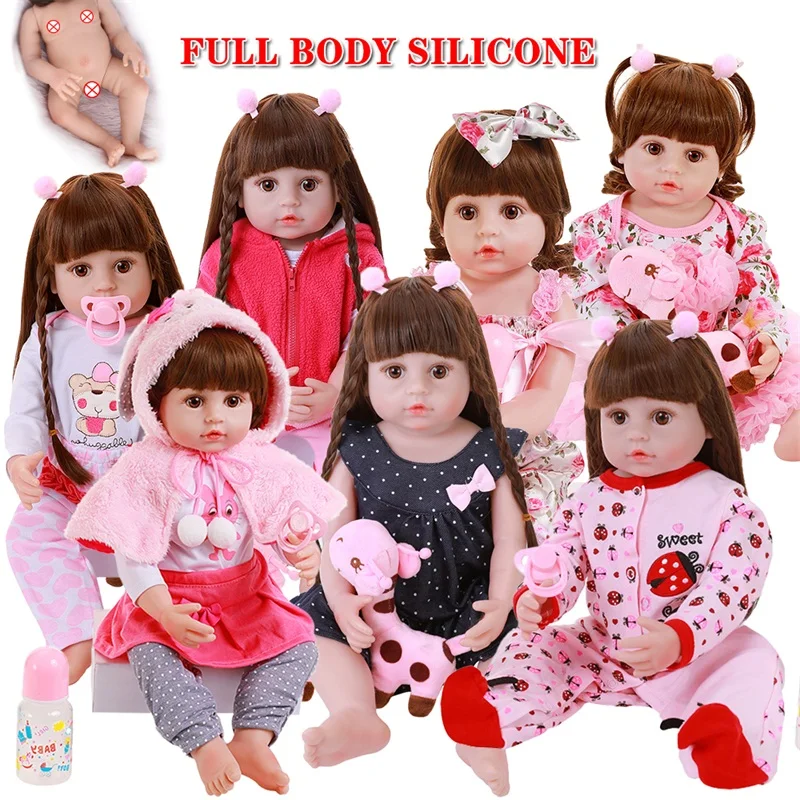 

22inch About 56cm Full Body Silicone Bebe Reborn Baby Alive Bath Toy Playmate Realistic Menina Cute Toddler For Children Gifts