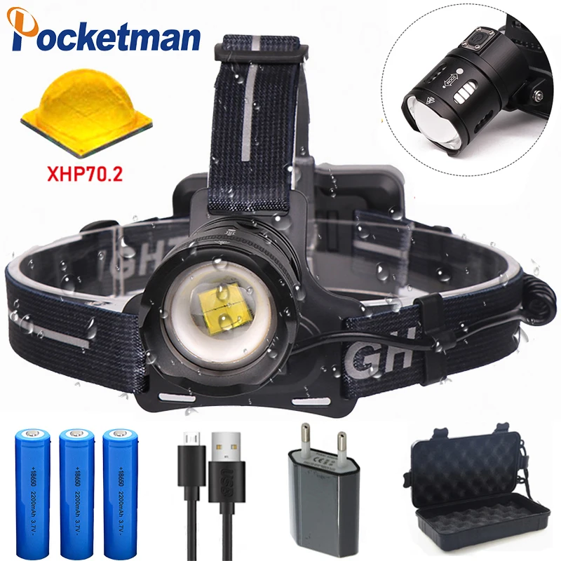 Налобный фонарь XHP70.2 светодиодный аккумуляторный 18650 лм|Налобные LED-фонари| |