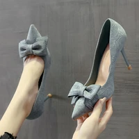 french high heels womens spring and summer new bow knot pointed stiletto shoes for women ladies dress shoes high heels women