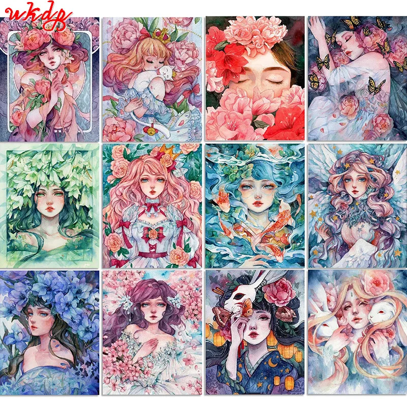 

5D Diy Diamond Painting Cartoon Girl Portrait Full Square/Round Diamond Embroidery Mosaic Kit HD Quality Handmade Products