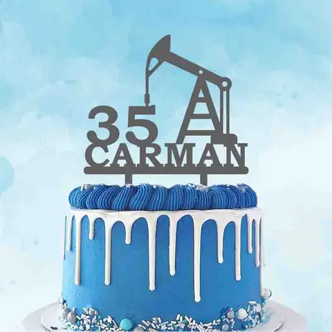 Персонализированные инженера-нефтяника торт Топпер пользовательское имя возраст для нефтяной скважины буровой платформы нефтяника на день рождения вечерние украшения торта