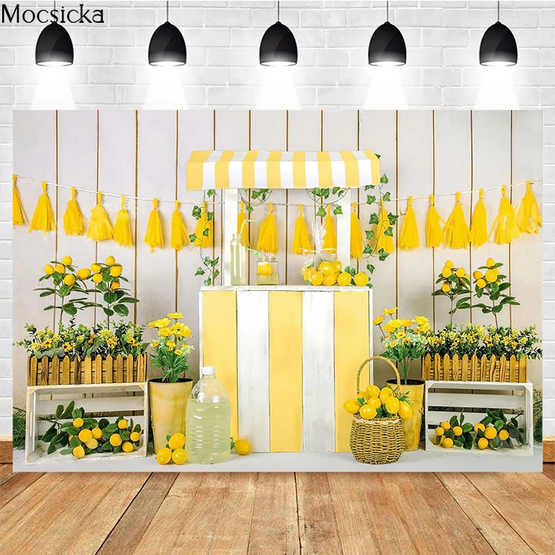 

Spring Photography Background Lemon Small Yellow Flower Decoration Props Child Portrait Baby Shower Photo Backdrop Studio