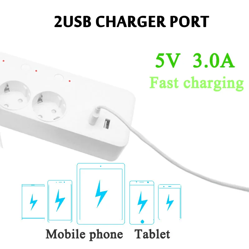 Умный удлинитель с Wi Fi 2USB порта 4 евророзетки|Электрические розетки| |