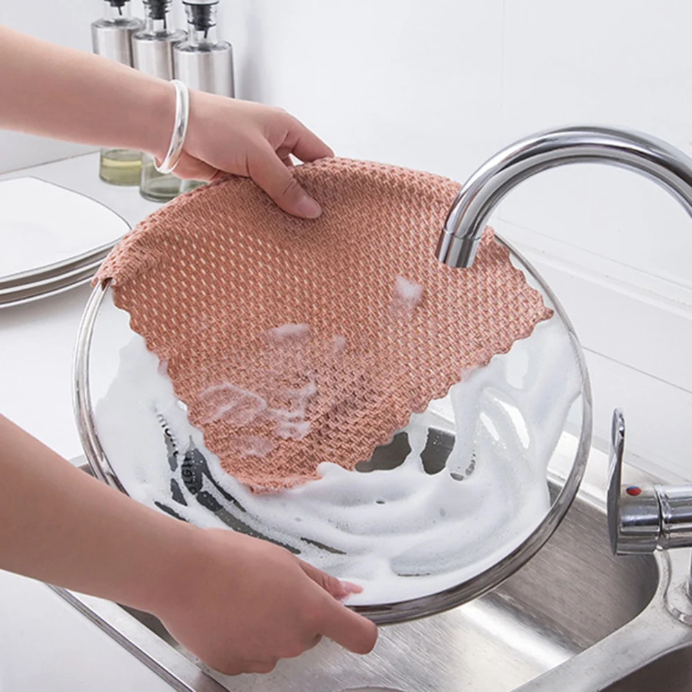 

6PCS Oil Free Dishcloth Kitchen Absorbent Towels Cleaning Cloth for Cookware Utensil Dish (Blue)