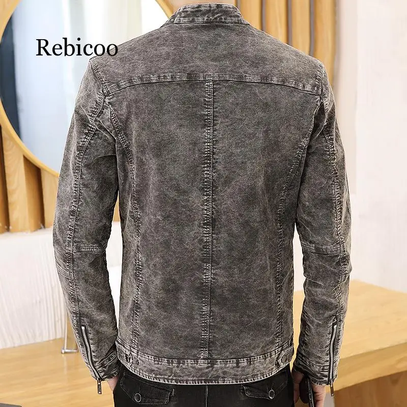 

Men's Jackets Spring Autumn Korean Trend 2019 New Slim Standing collar Men's Vintage Denim Jackets M-3XL