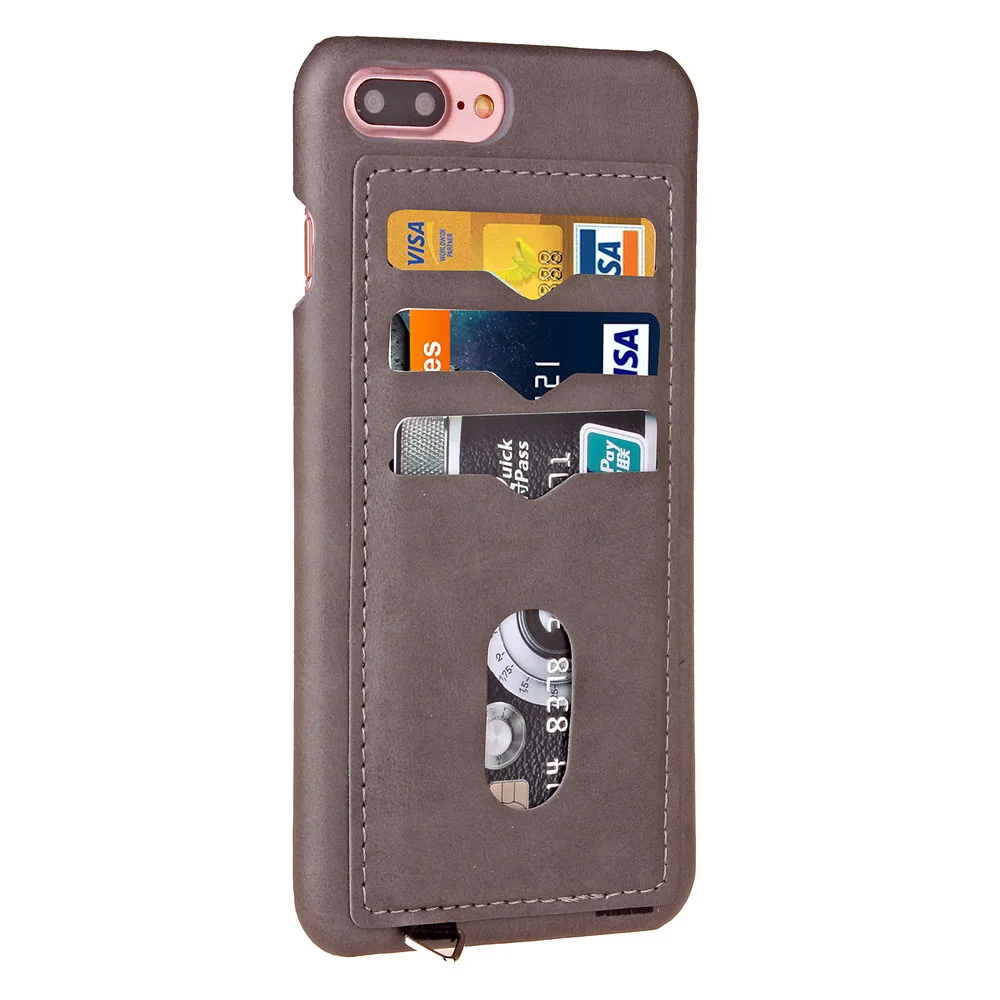 gray Противоударный чехол для телефона s для iPhone 5, 5S, SE, 6, 6 S, 7, 8 Plus, X, 10, кожаный держатель для карт, гибридный, полный защитный чехол для iPhone 7, противоударный - Цвет: gray