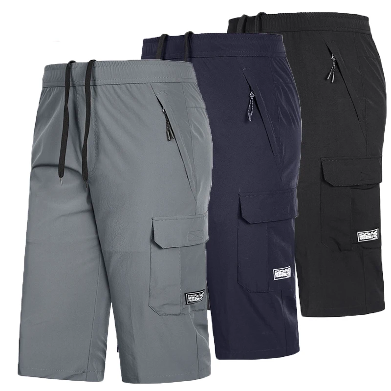 

Men's Big & Tall Cargo Shorts quick-dry knee lenght 7XL 8XL male Bermuda Beach short slim for Breathable men joggers gym shorts